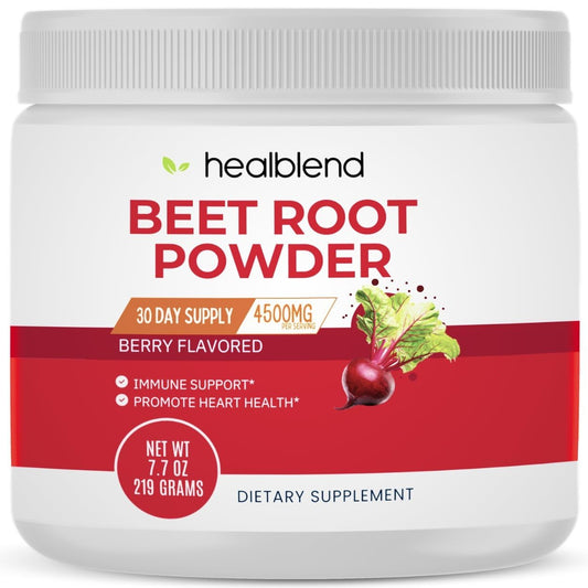 healblend Organic Beet Root Powder with Raspberry Powder, Organic Natural Acai, Vitamin C, Niacin, Berry Flavored, 30 Day Supply