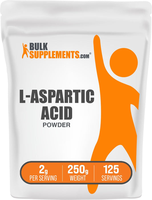 BulkSupplements.com L-Aspartic Acid Powder - Aspartic Acid Supplement, Amino Acids Supplement for Energy Support - Gluten Free, 2000mg per Serving, 250g (8.8 oz) (Pack of 1)