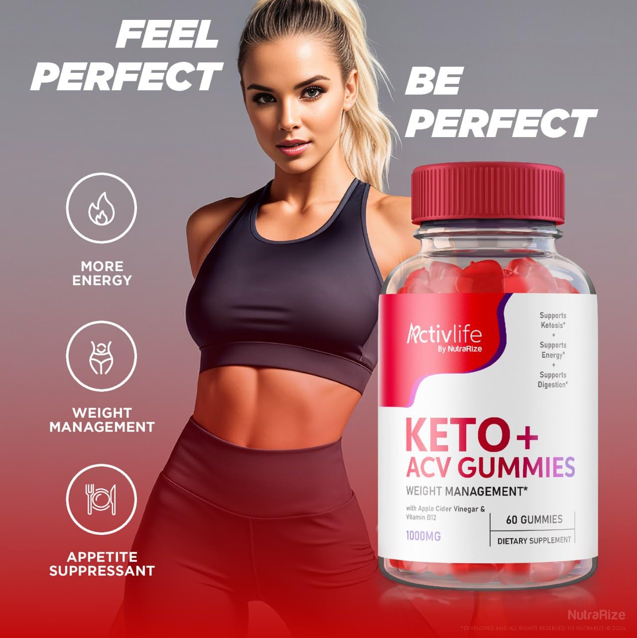 NutraRize (Pack of 3 ActivLife Keto+ACV Gummies for Advanced Weight Loss, Reviews (180 Gummies)