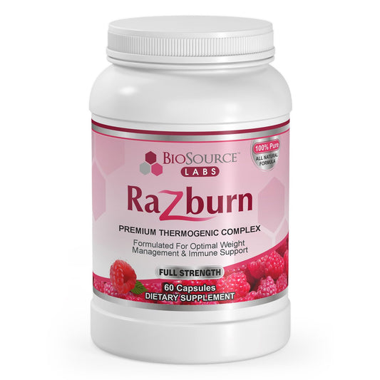 BioSource Labs Razburn Weight Management Supplement, Green Tea Extract, Caffeine & Botanical Blend, Energy & Metabolism Support Pills for Men & Women, 60 Capsules