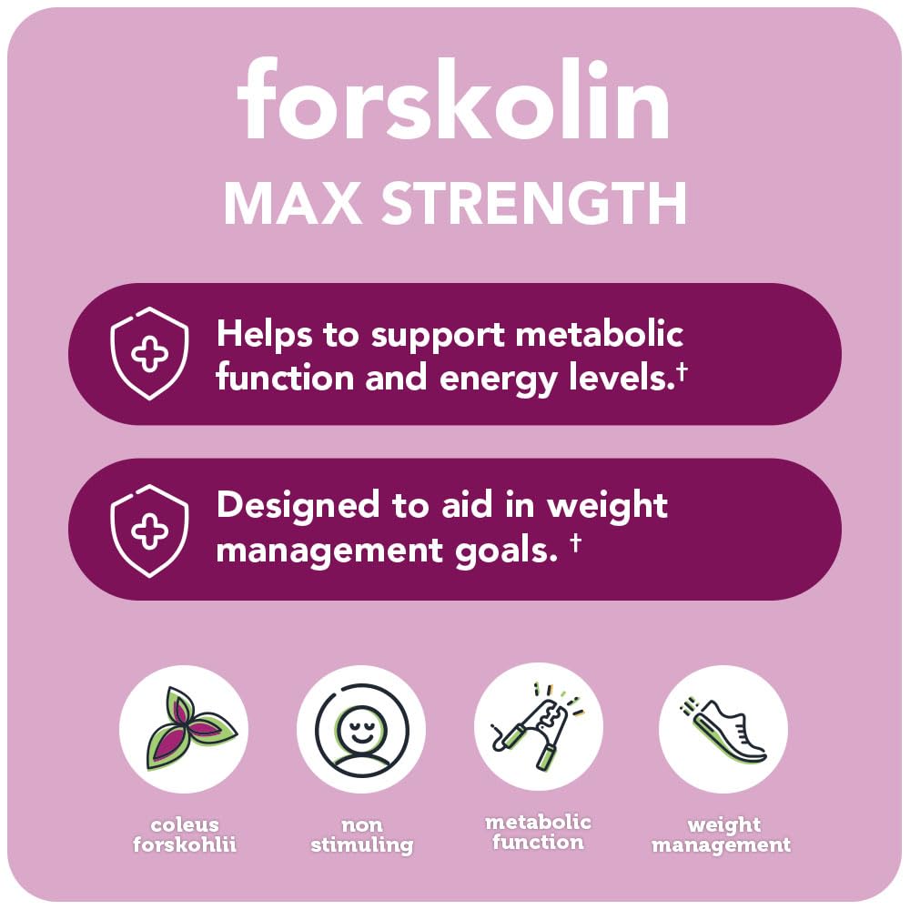 Vitamin Bounty Forskolin Max Strength - Natural Weight Management Supplement - Supports Healthy Digestion - 60 Capsules