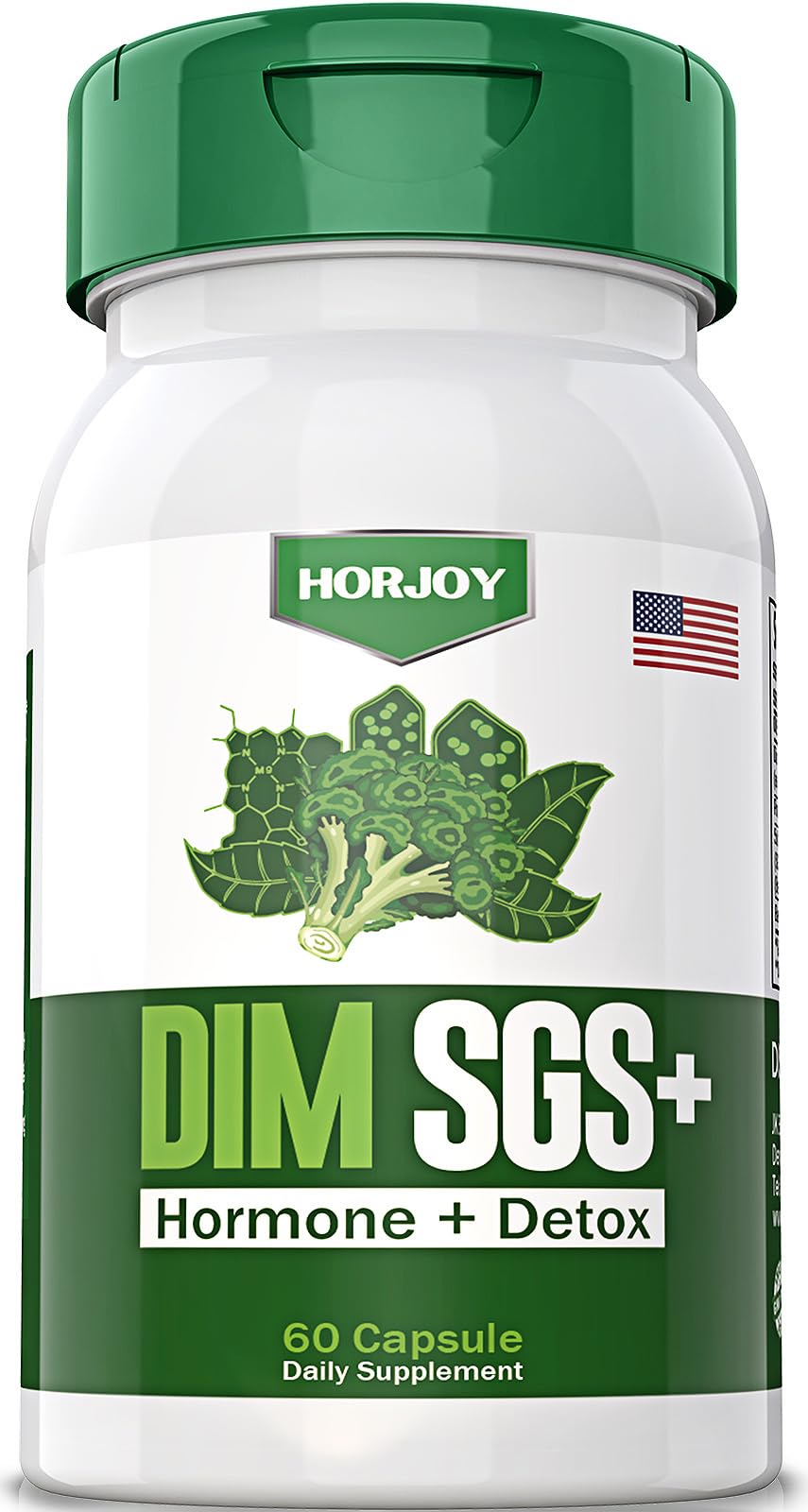 HORJOY DIM SGS + - Hormone + Detox.Encourages Hormone Balance, Hormonal Acne Supplements,Helps Control Appetite,Promotes Detoxification(60 Capsules)