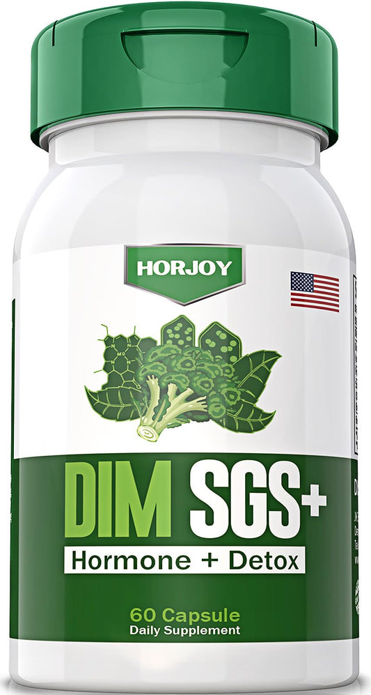 HORJOY DIM SGS + - Hormone + Detox.Encourages Hormone Balance, Hormonal Acne Supplements,Helps Control Appetite,Promotes Detoxification(60 Capsules)