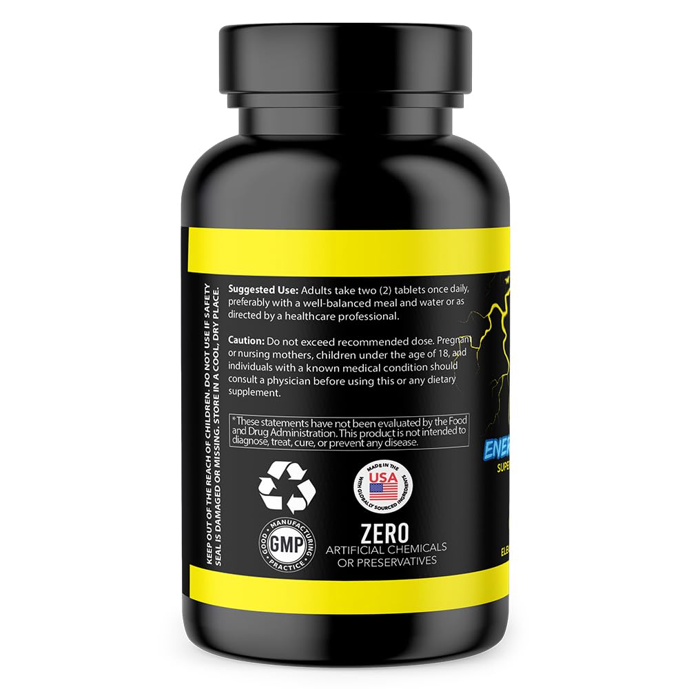 Angry Supplements Electro Lightning Energy Hydration Complex Electrolyte Tablets - Hydrate with Calcium, Magnesium, Sodium, Potassium & Caffeine Pills (240ct, 120 Day Supply)