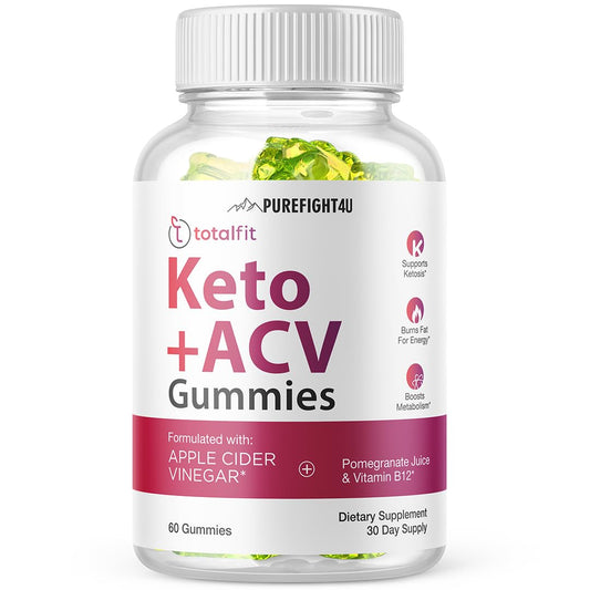 PureFight4U TotalFit Keto +ACV Gummies | Weight Loss Management, ACV Support, Pomegranate Juice & Vitamin B12 | Dietary Supplement 60 Gummies