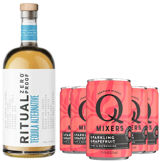 Ritual Zero NonAlcoholic Tequila Alternative with 5 Pack of Q Mixers Sparkling Grapefruit for your favorite AlcoholFree Mixed Drink