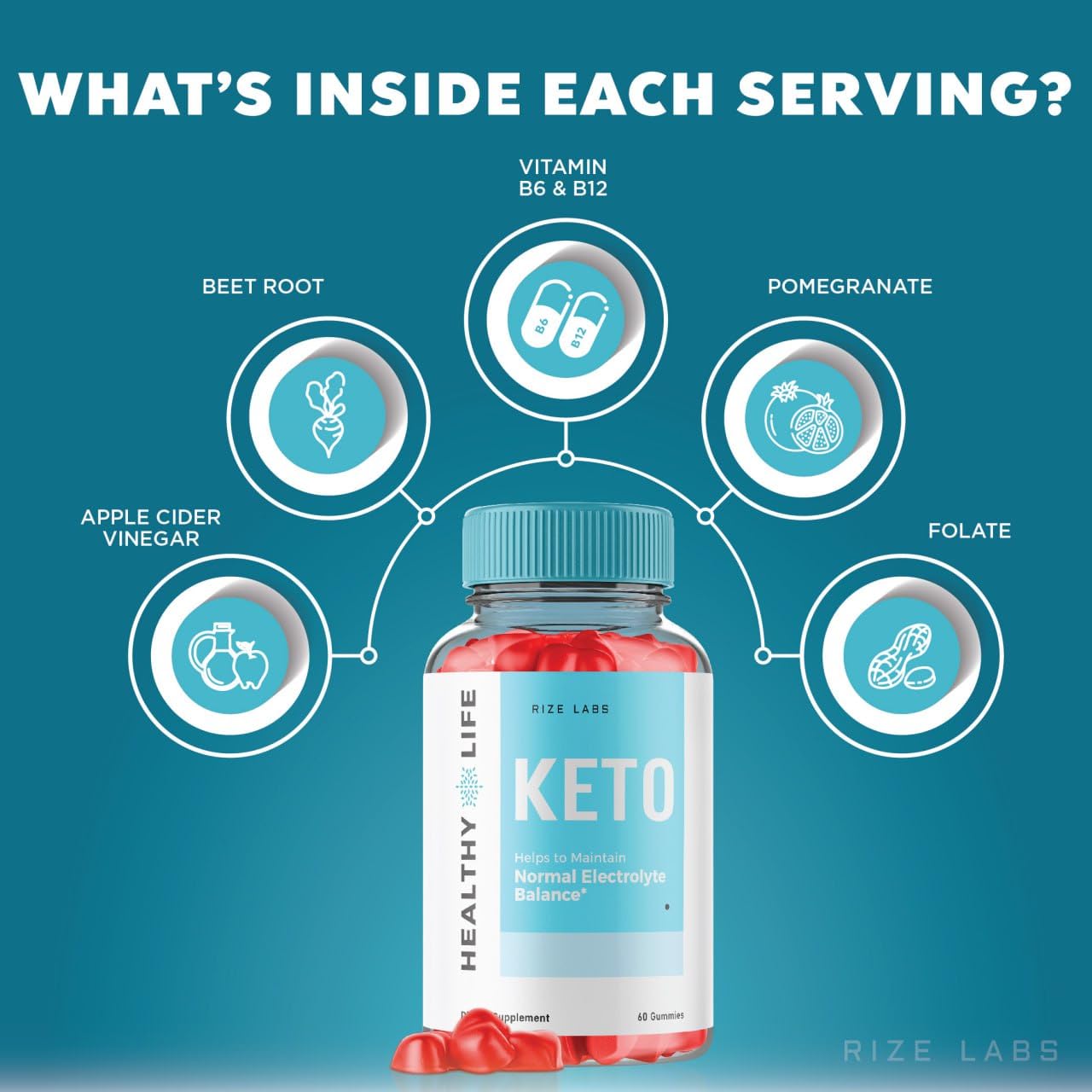 rize labs - Healthy Life Keto ACV Gummies - Advanced Weight Loss - Slimming Belly Fat Diet - Helps to Maintain Normal Electrolyte Balance (60 Gummies)