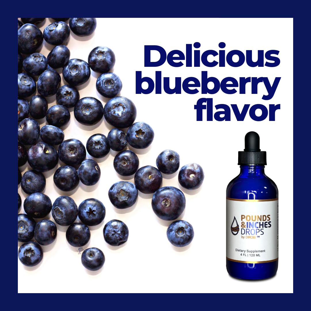 Dirobi Pounds and Inches Weight-Loss Drops, Liquid Weight-Loss Supplement for Women and Men, Diet-Pill Alternative with Delicious Blueberry Flavor…