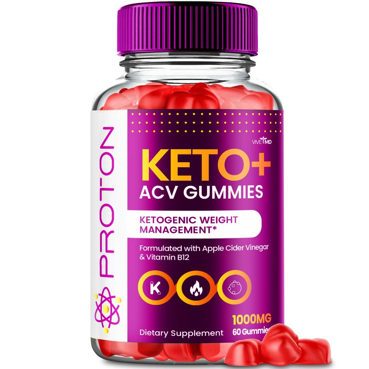 VIVE MD Proton Keto ACV Gummies Advanced Weight Management, Protein Keto ACV Gummies, Proton Keto Plus Gummies with Apple Cider Vinegar Supplement 1000mg, Proton Keto+ACV Gummies Reviews (1 Pack)