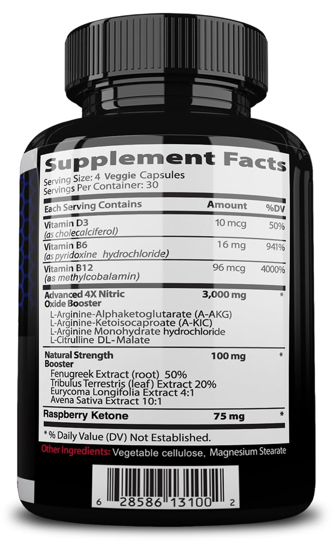 NITROCUT Pre Workout Supplement -120 Capsules - Nitric Oxide Supplements - l arginine - l citrulline - Premium Ingredients - Increase Blood Flow - Boost Muscle Growth