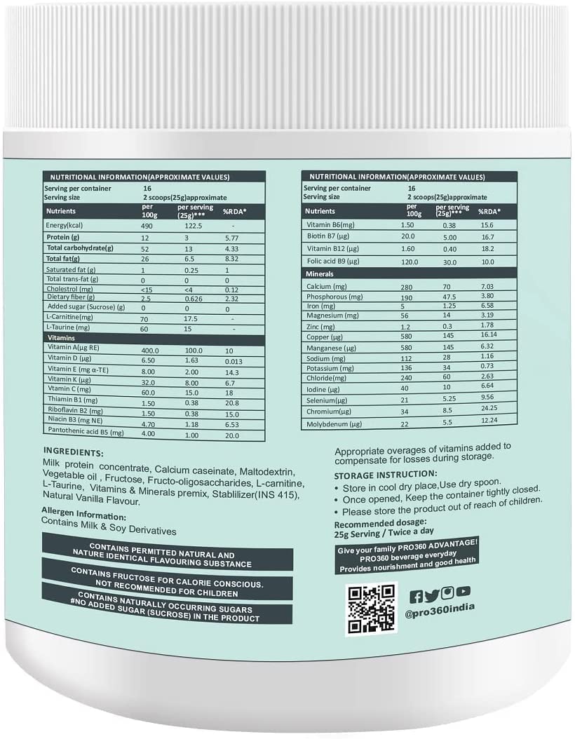 AZAZ Pro360 Nephro LP - Non-Dialysis Care Nutritional Protein Drink (Vanilla Flavour) No Added Sugar, Special Dietary Supplement for Kidney / Renal Health, 400 Gm