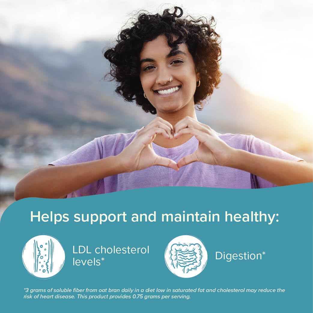 Nutrim Oat Bran Powder with 750mg Beta Glucan per Serving - Easy-Mix Soluble Fiber for Cholesterol Management & Immune Support - Heart Healthy, Non-GMO & Vegan Oatmeal Powder