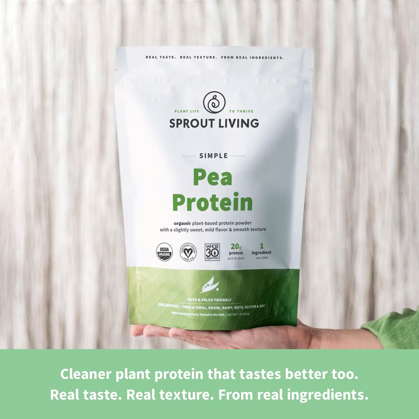 Sprout Living Organic Pea Protein Powder, 20 Grams of Plant Based Organic Protein Powder Without Artificial Sweeteners, Non Dairy, Non-GMO, Dairy Free, Vegan, Gluten Free, Keto Drink Mix (5 Pound)