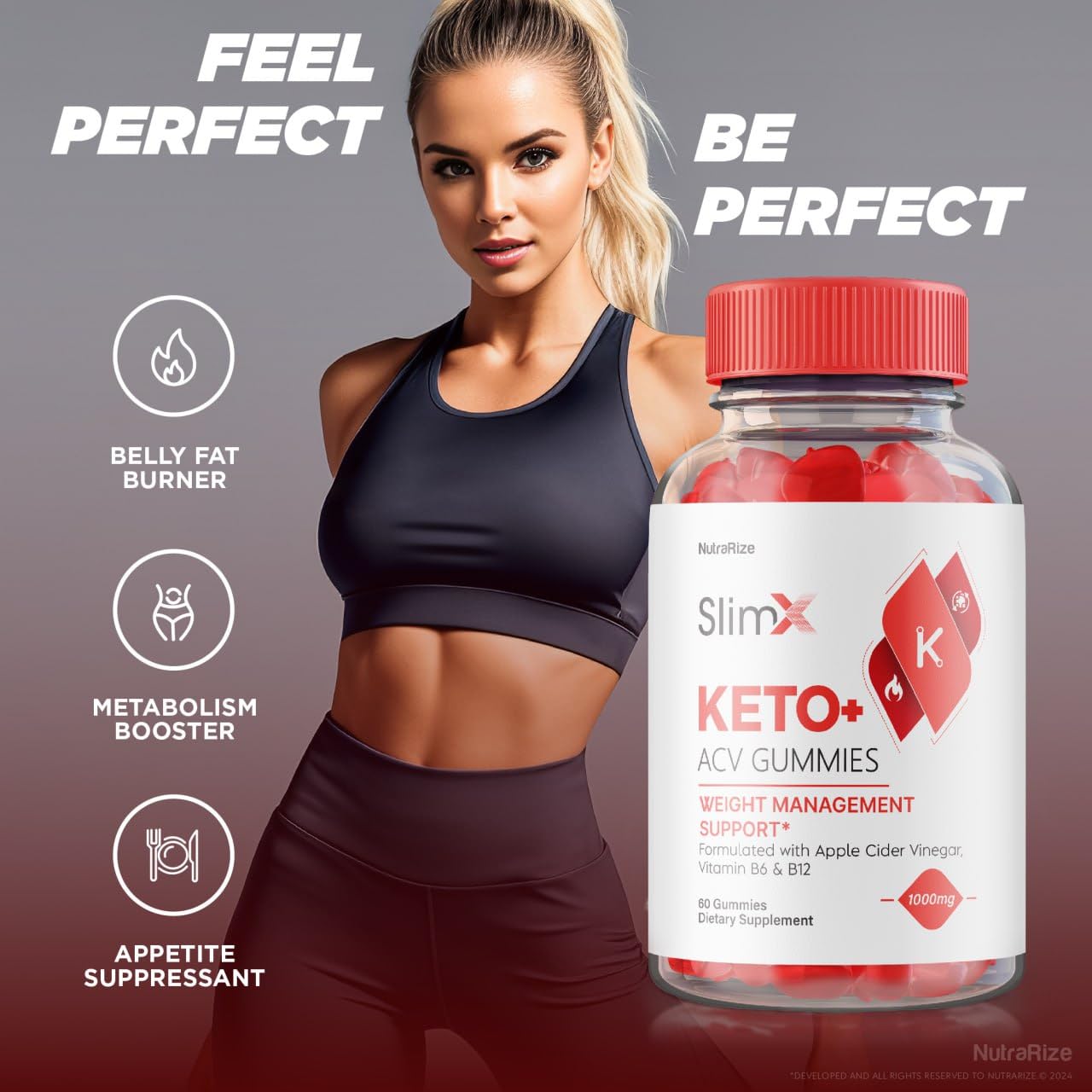 NutraRize (2 Pack) SlimX Keto ACV Gummies - SlimX Gummies, SlimX Keto ACV Gummies Weight Loss Support, Keto + ACV Gummy, Maximum Strength Supplement, SlimXKeto Gomitas Reviews (120 Gummies)