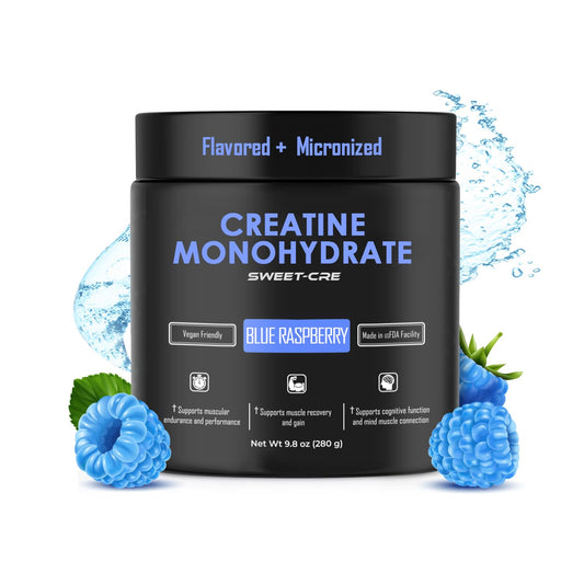 Sweet Cre Creatine Monohydrate - 5g Creatine Monohydrate Powder - Advanced Creatine for Women and Men - Bulk Supplements Creatine - Delicious Fruit Punch Flavor - 9.8oz (40 Servings, Blue Raspberry)