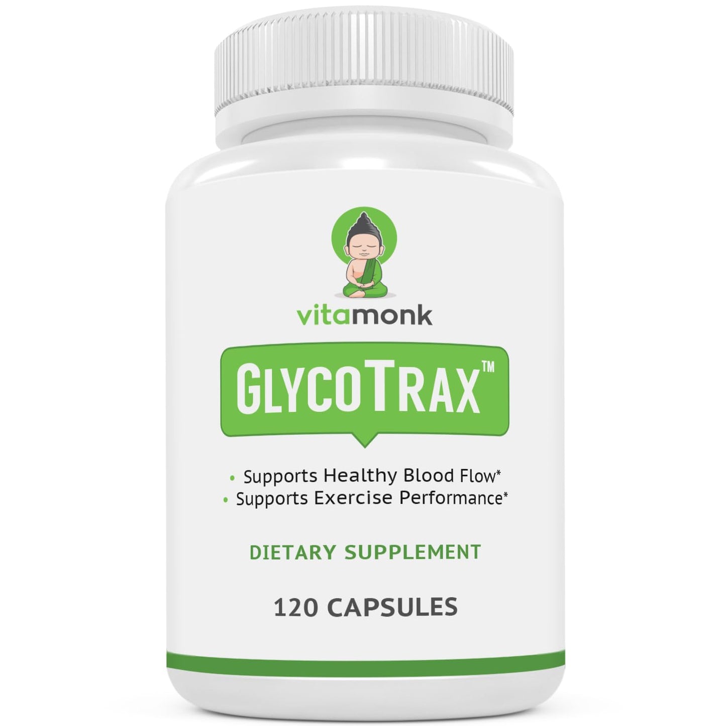 VitaMonk GlycoTrax™ GPLC Extra Large Bottle - 120 Capsules of High-Absorption Glycine Propionyl-L-Carnitine with No Artificial Fillers - Glycine Propionyl L Carnitine Supplement