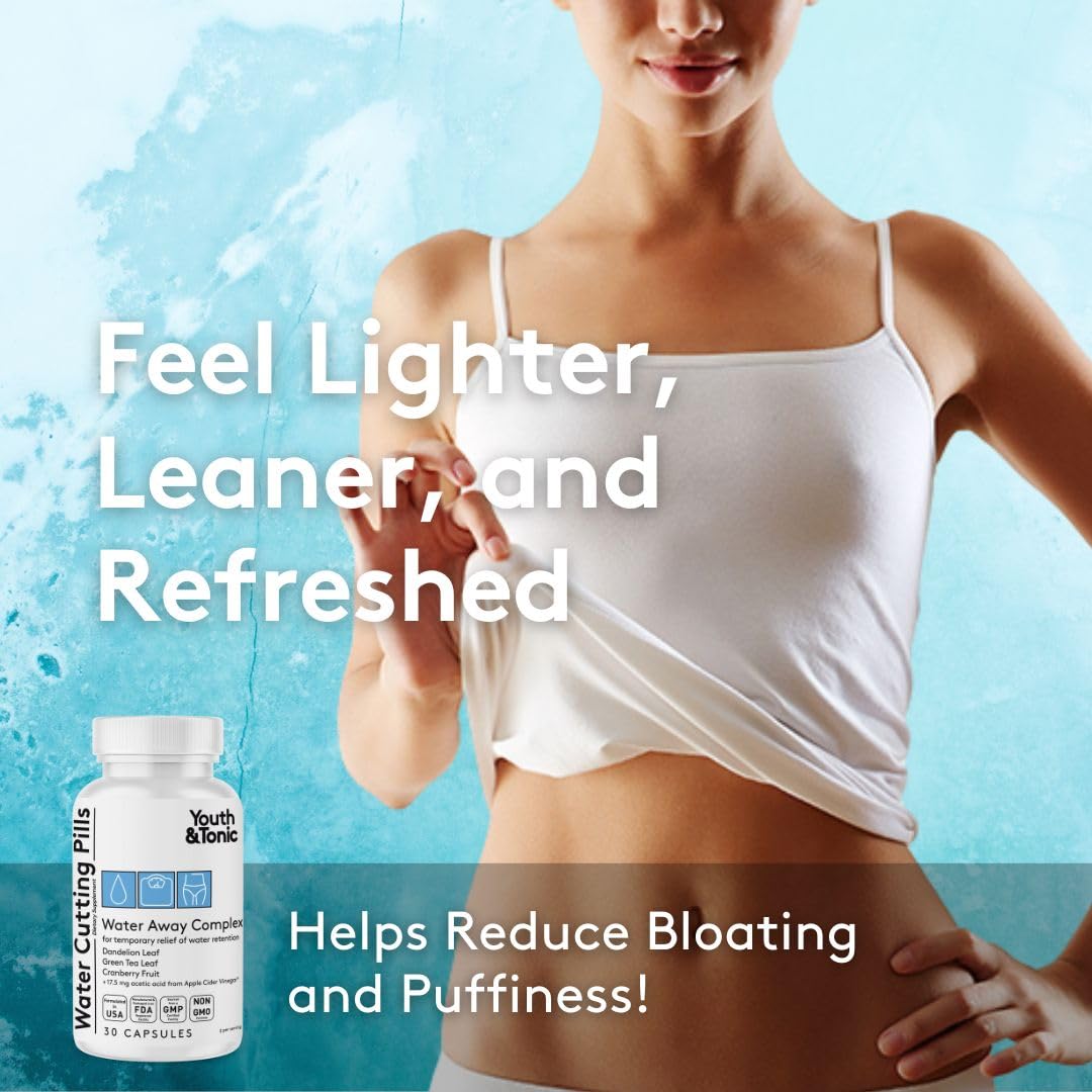 Youth & Tonic Sculpt Lean Cleanse - Feel Lighter & More Toned, Water Weight & Bloating Relief, Detox & Fluid Loss Support - Bedtime Trim, 15 Day Colon Cleanser, 90 Pills for Metabolism & Defined Body