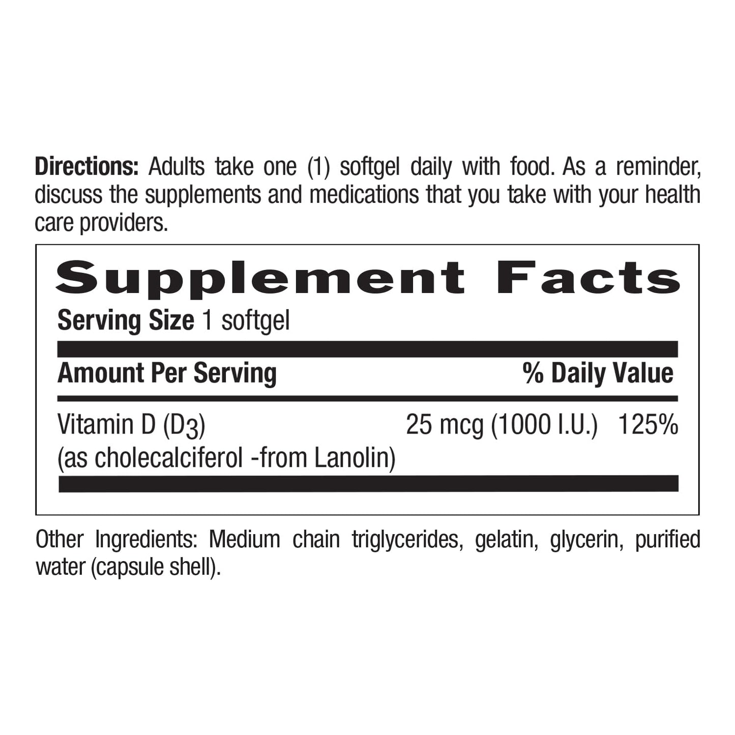 Country Life Vitamin D3 1000 IU Soft Gels, Large, 200 sg, 200 Count