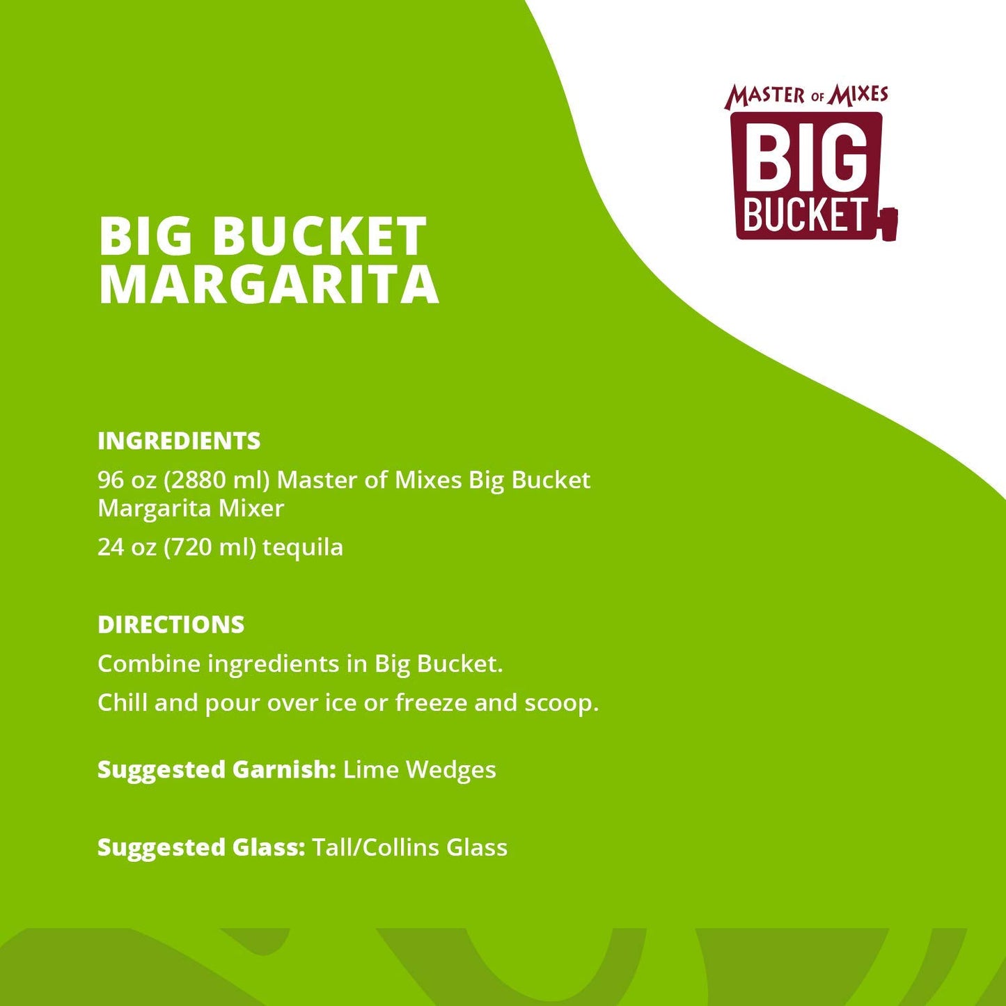 Master of Mixes BigBucket Margarita Mix Ready to Use 96 oz LowProfile Individually Boxed