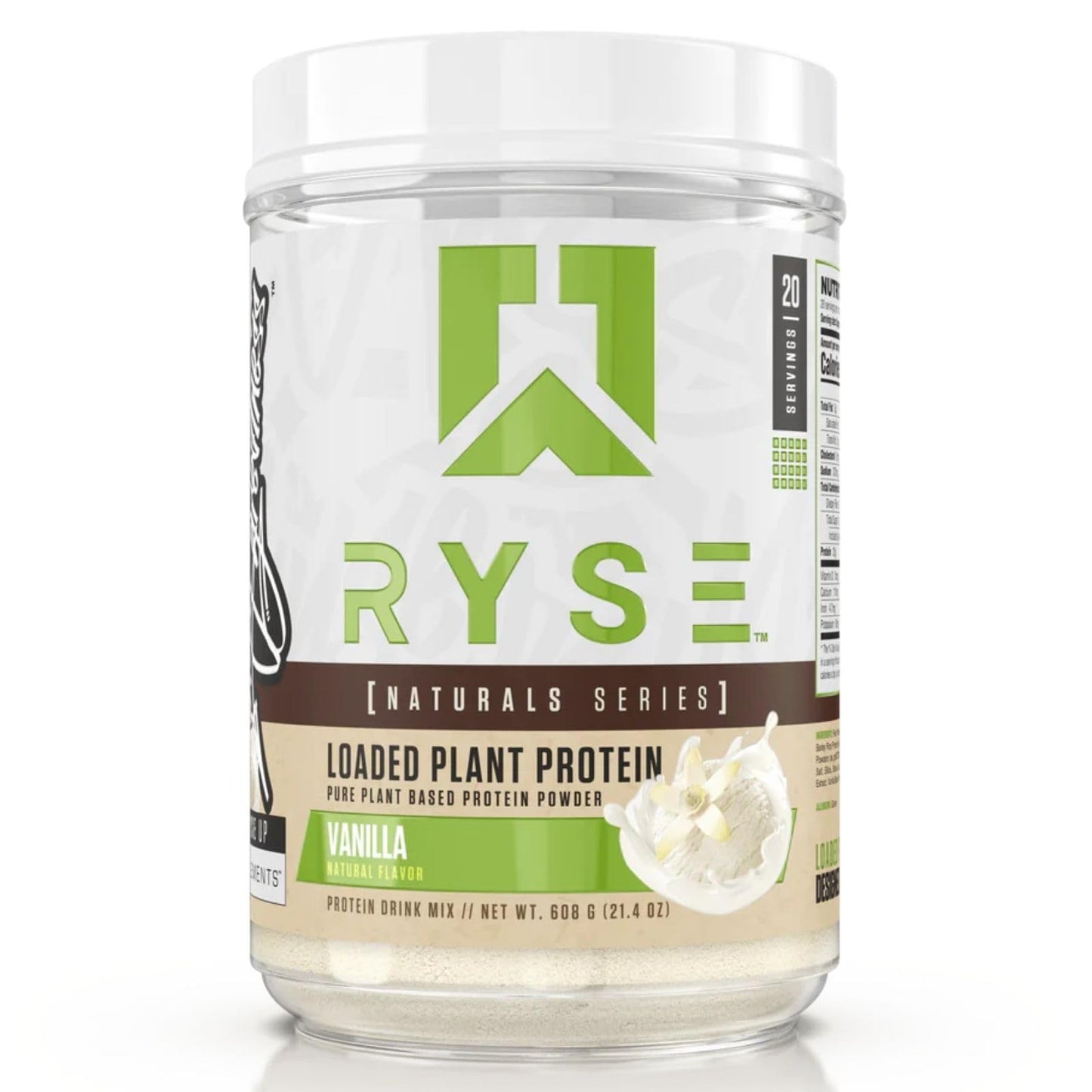 Ryse Loaded Plant Protein - Vanilla - 20g of Natural Vegan Plant-Based Protein Powder from Pea, Chickpea & Barley Rice - No Artificial Colors, Flavors or Sweeteners - 20 Servings
