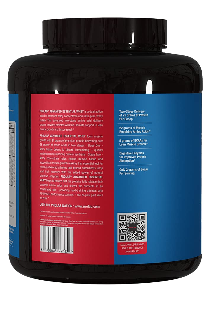 ProLab Advanced Essential Whey-Blend of Premium Whey Concentrate and Ultra Pure Whey Isolate Protein - BCAAs & Natural Enzymes (Vanilla Donut, 5 LB)