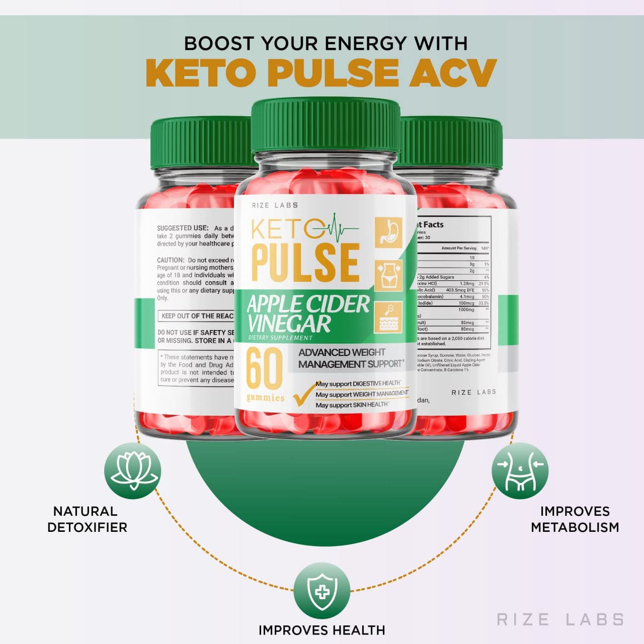 (2 Pack) Keto Pulse Gummies - Keto Pulse ACV Gummies Weight Loss Supplement Organic Ingredients Apple Cider Vinegar Advanced Active Keto+ACV Formula Plus Gomita (120 Gummies)
