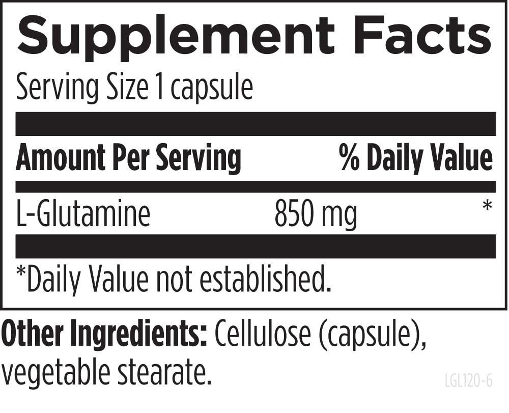 Designs for Health L Glutamine Capsules - 850mg Vegetarian Amino Acids Supplement to Support Muscle Recovery, Digestive, Immune + Gut Health - Non-GMO + Gluten Free (120 Capsules)