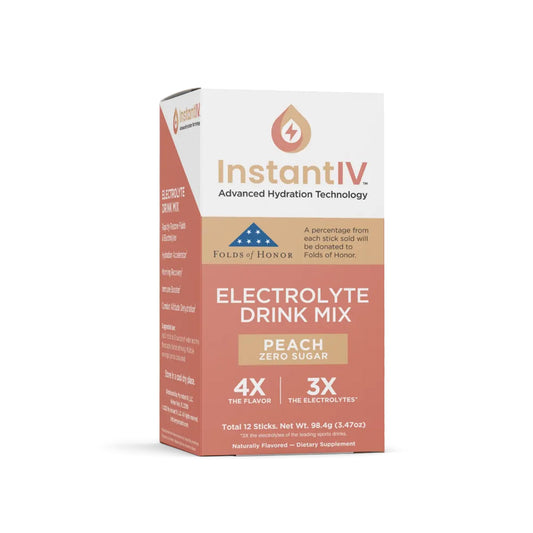 instant IV Electrolytes Powder - 3X Electrolytes, Zero Sugar with Vitamin C, B3, B6, Electrolytes Powder Packets for Hydration, Recovery & Immunity, Vegan & Gluten Free | Peach - 12 Packets