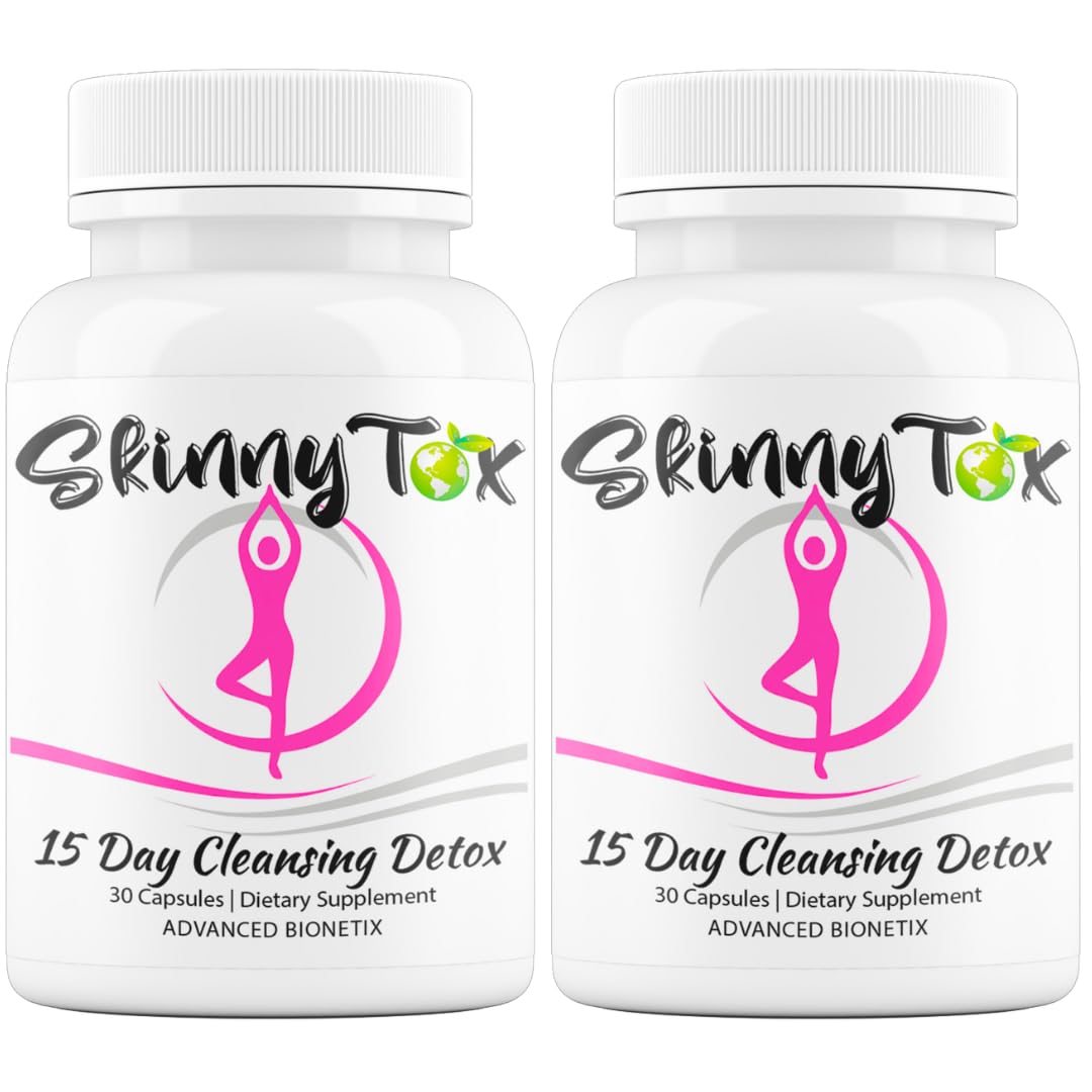 Advanced Bionetix Skinnytox 15 Day Colon Cleanse Detox - 2 Pack Savings, Supports Healthy Bowel Movements Flushes Toxins, Boosts Energy. All Natural Weight Management w/Probiotics
