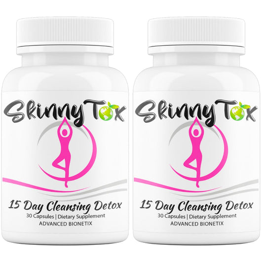 Advanced Bionetix Skinnytox 15 Day Colon Cleanse Detox - 2 Pack Savings, Supports Healthy Bowel Movements Flushes Toxins, Boosts Energy. All Natural Weight Management w/Probiotics