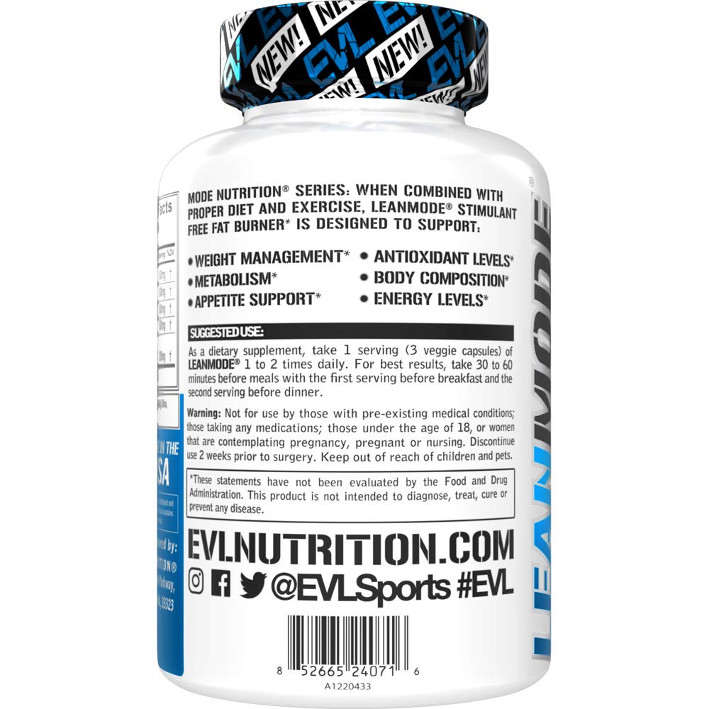 EVL Weight Loss Support Pills - Premium Multipurpose Appetite Metabolism and Fat Loss Support for Men and Women - LeanMode with Green Coffee Bean Extract CLA and Garcinia Cambogia - 50 Servings