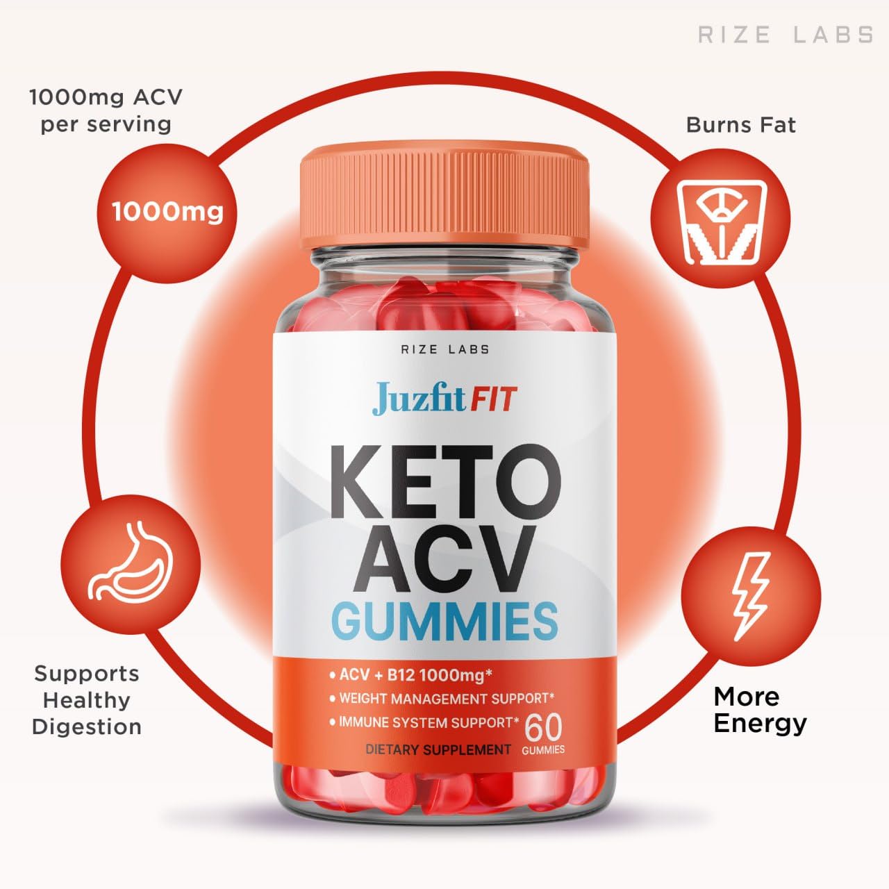 rize labs - Juzfit FIT Keto ACV Gummies for Advanced Weight Loss with Apple Cider Vinegar, Supplement for Belly Fat & Extra Strength (180 Gummies)
