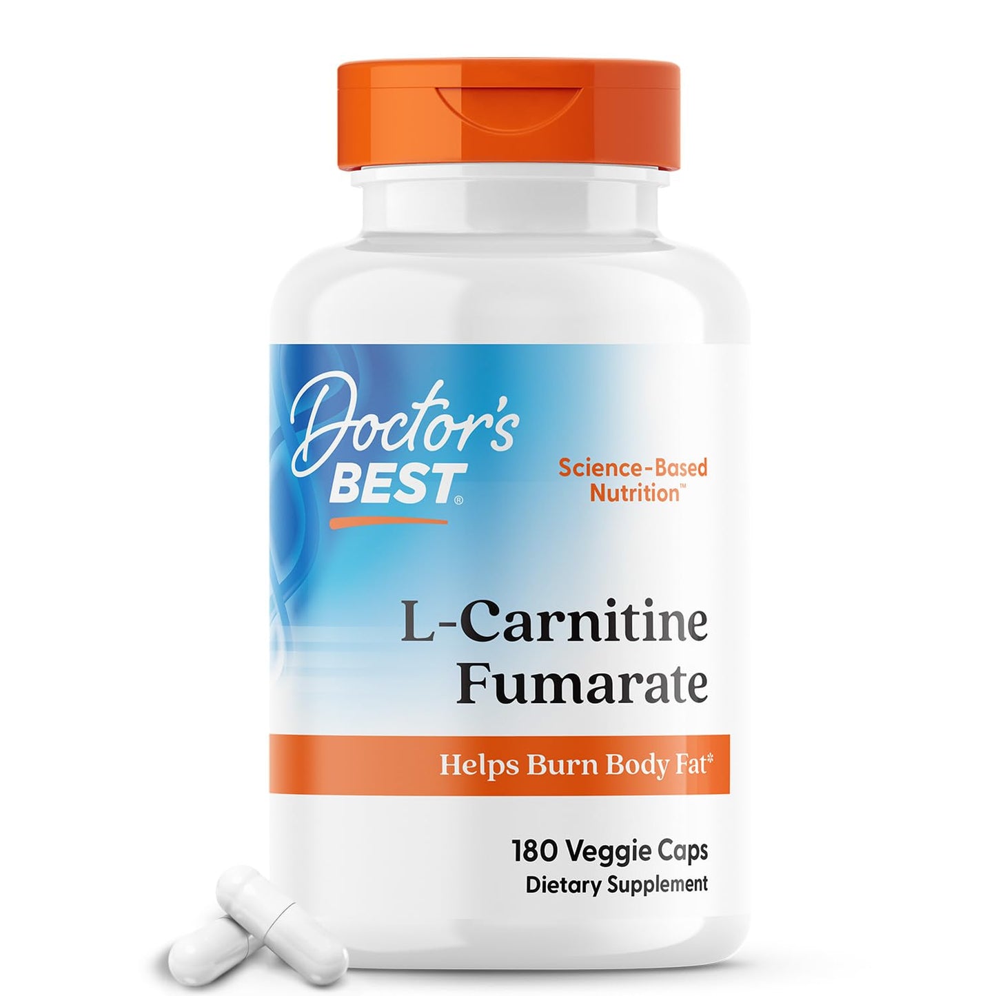 Doctors BEST L-Carnitine Fumarate from Biosint, Helps Burn Body Fat, Non-GMO, Gluten Free, Soy Free, Vegan 180 Veggie Caps
