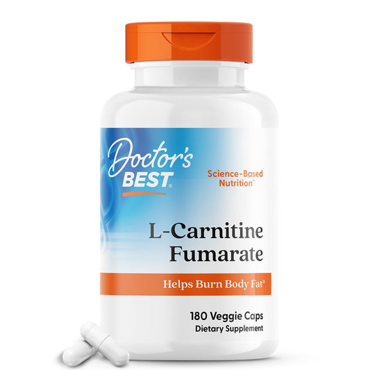 Doctors BEST L-Carnitine Fumarate from Biosint, Helps Burn Body Fat, Non-GMO, Gluten Free, Soy Free, Vegan 180 Veggie Caps