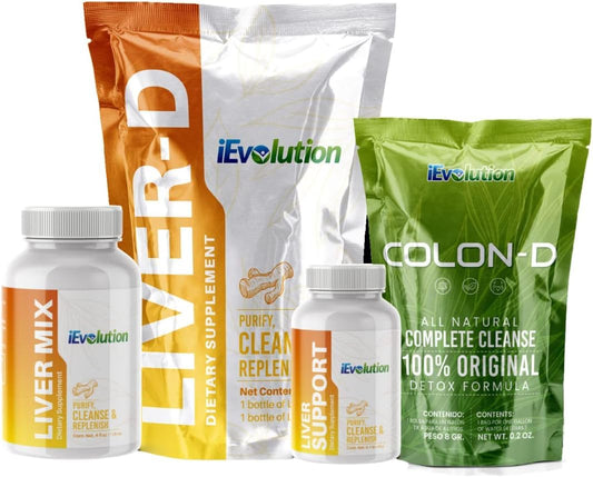 iEvolution 7D-Challenge Detox Kit, 3-Item Set - Liver-D & Colon-D, Natural Ingredients for Complete Liver and Colon Cleanse & Repair