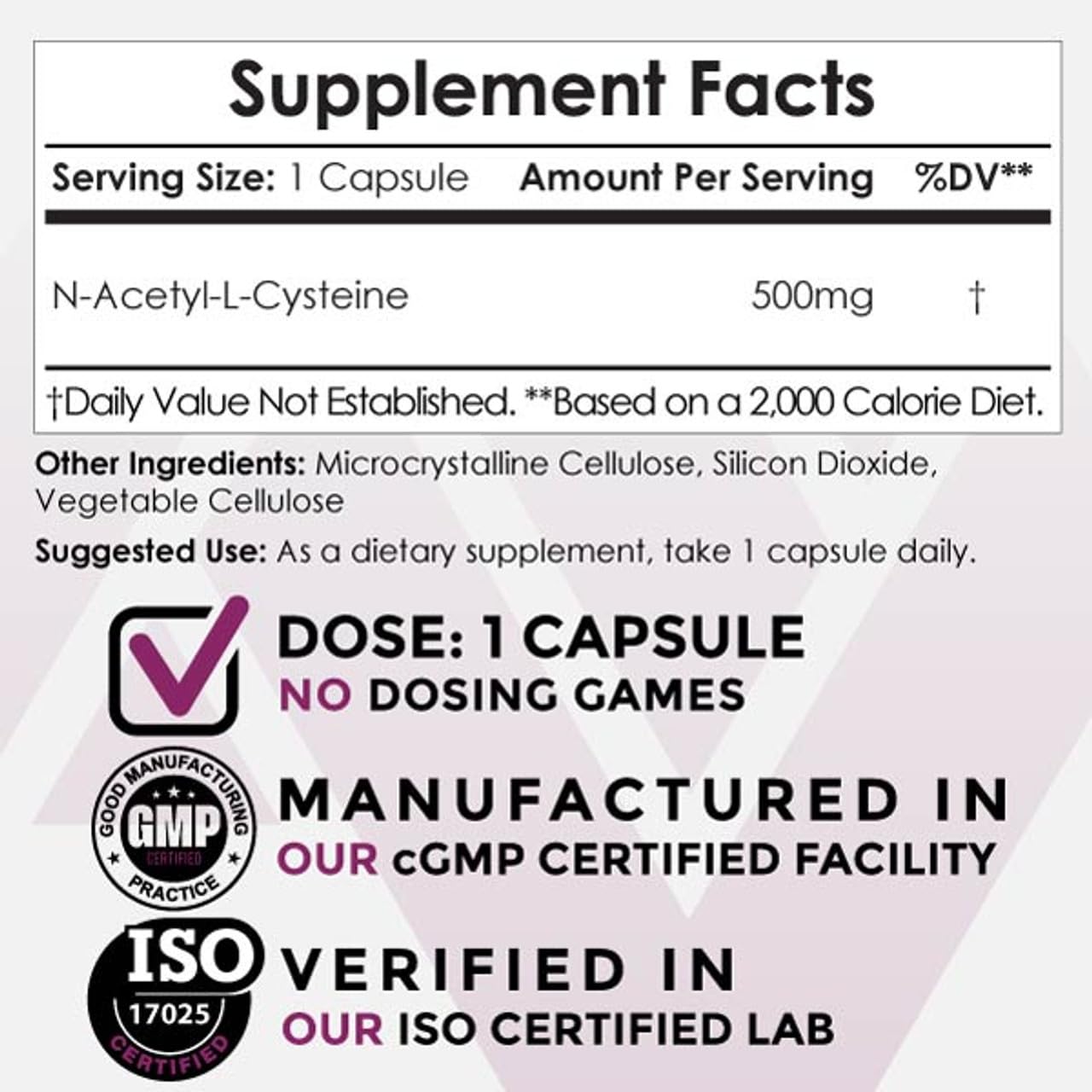 Nootropics Depot N-Acetyl L-Cysteine Capsules | 500mg | NAC | 180 Count | Supports Healthy Liver Function | Cellular Health | Glutathione Levels | Healthy Oxidation Levels