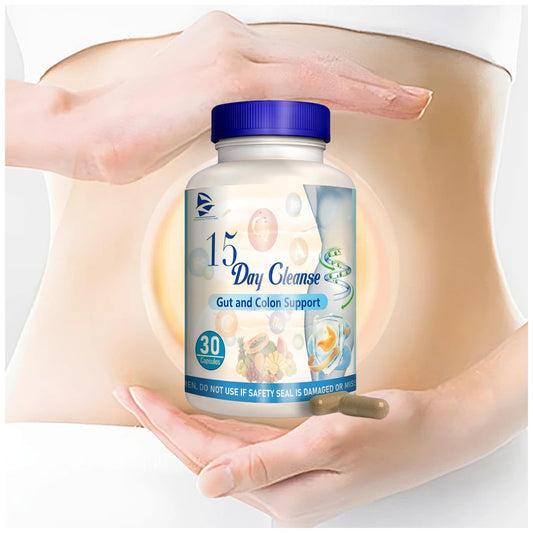 Generic 2024 New Formula 15 Day Gut Cleanse - Gut and Colon Support, 15 Day Cleanse Bowel Dissolving Capsules, Advanced Formula with Senna, Cascara Sagrada & Psyllium Husk, 30 Capsules/Bottle (1pc)