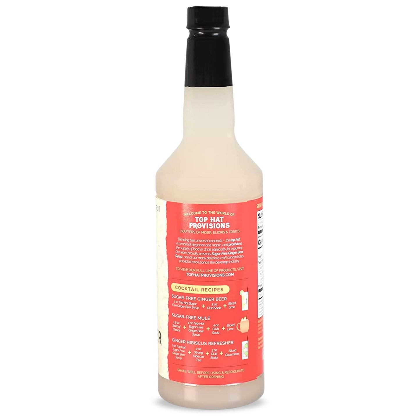 Top Hat Keto Sugar Free Ginger Beer Syrup  Moscow Mule Mix  Naturally Sweetened with Monk Fruit  Craft Soda Mixer Ginger Syrup for Cocktail Drinks  Just Add Seltzer Water  32oz Bottle