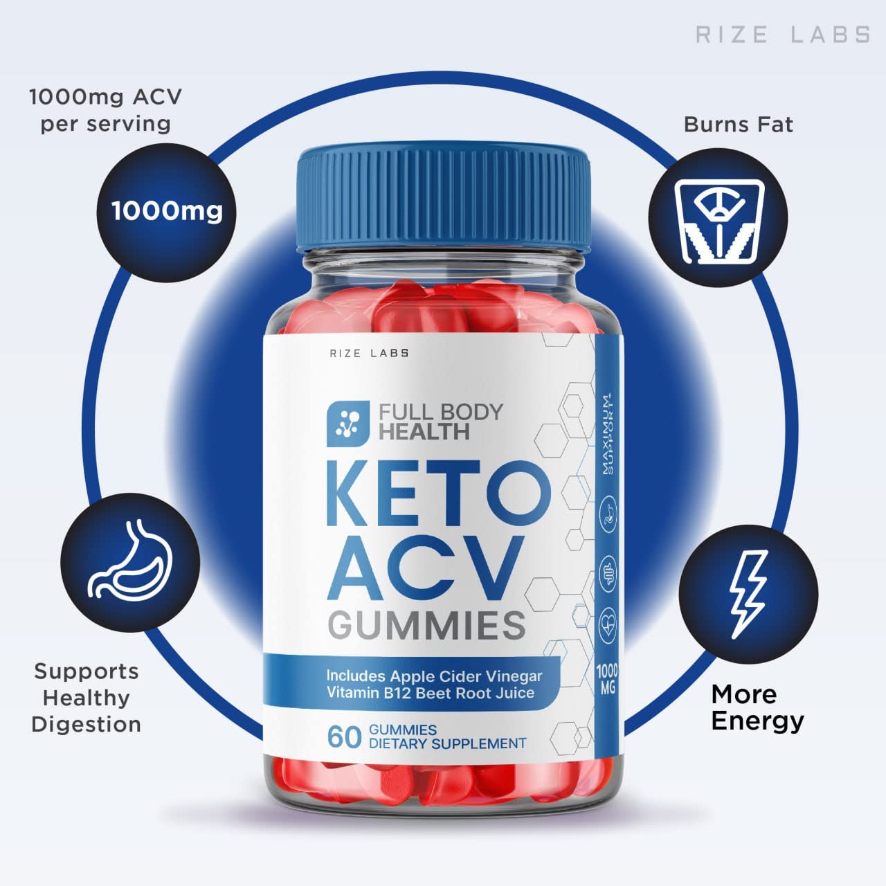 rize labs - Full Body Health Keto ACV Gummies for Advanced Weight Loss Support Max Strength Formula for Full-Body Energy (180 Gummies)