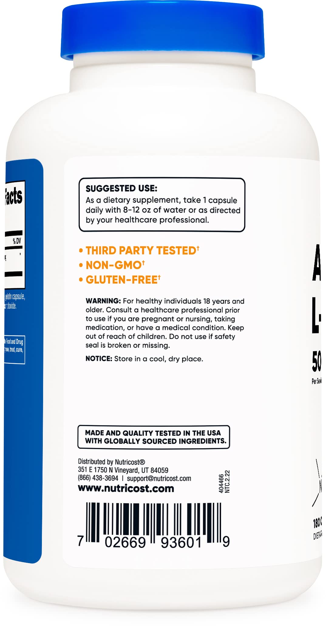 Nutricost Acetyl L-Carnitine 500mg, 180 Capsules - Non-GMO and Gluten Free (3 Bottles)