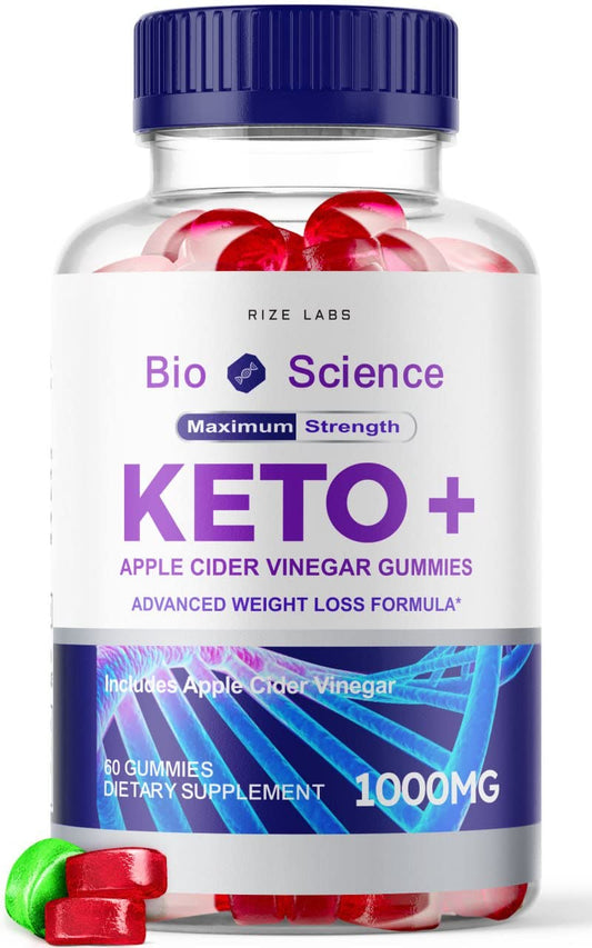 rize labs - Bio Science Keto Plus Gummies for Weight Loss, Extra Strength, Advanced Formula Includes Apple Cider Vinegar Gummies (60 Gummies)