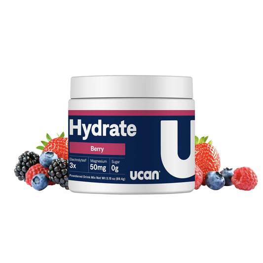 UCAN Hydrate Electrolyte Drink Mix (Berry, 30 Servings) Sugar-Free, Keto-Friendly, Vegan, Non-GMO, Gluten-Free Electrolyte Powder with Potassium & Magnesium for Runners & Athletes