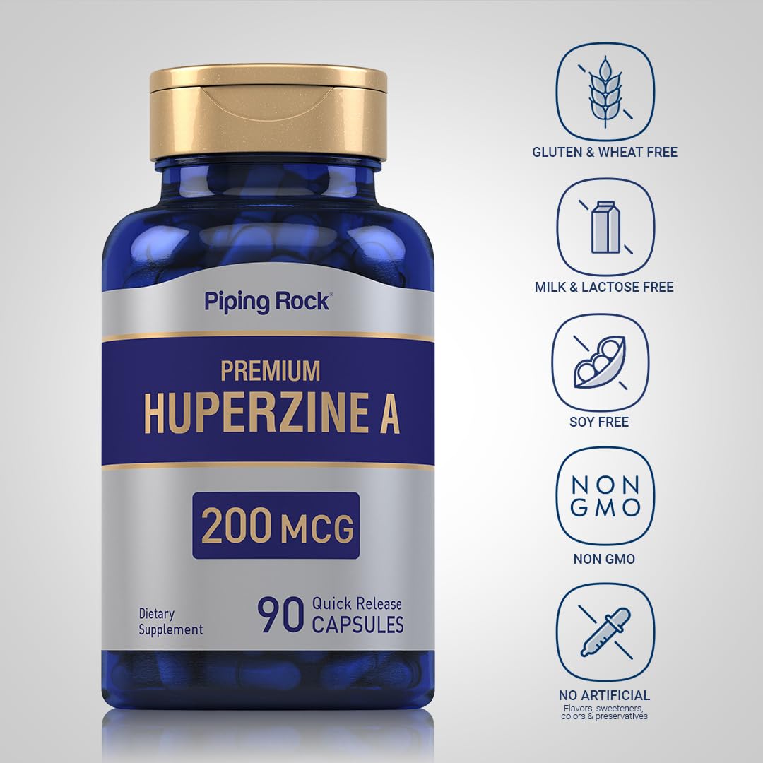Piping Rock Huperzine A Supplement | 200mcg | 90 Capsules | Non-GMO, Gluten Free