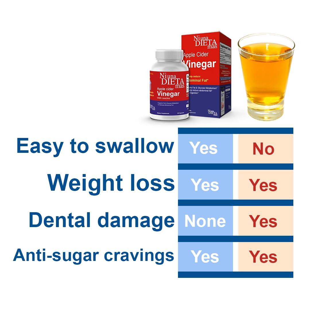 Reduce Abdominal Fat - Apple Cider Vinegar Capsules - Best for Weight Loss - NI UNA DIETA MÁS