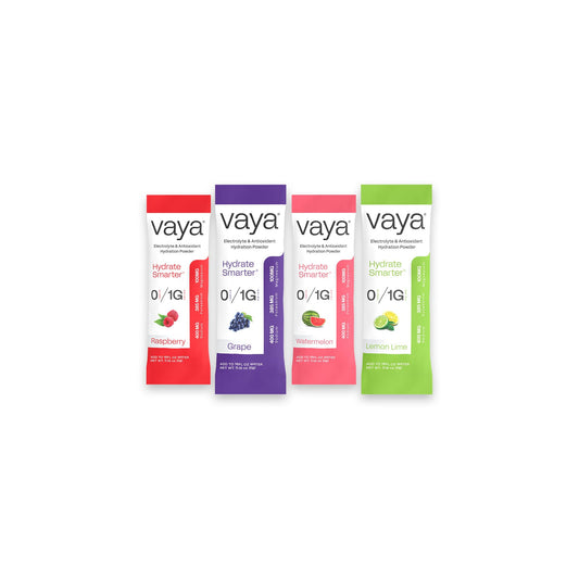 Vaya Sugar Free Premium Hydration Electrolyte Powder | Variety Pack | 24 Stick Packs | 1G Carbs, 1,500MG Electrolytes, Vitamin C & Antioxidants | 4 Flavors | Raspberry, Grape, Watermelon & Lemon Lime