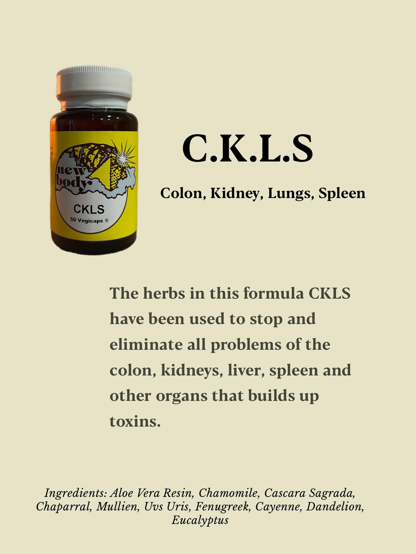 New Body Products CKLS (Colon, Kidney, Liver, Spleen) 2 Pack 50 Count Capsules