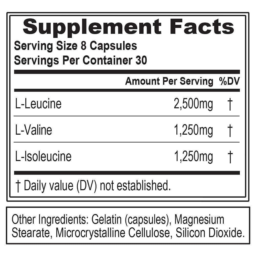 BCAAs Amino Acids Supplement for Men - EVL 2:1:1 5g BCAA Capsules for Post Workout Recovery and Lean Muscle Builder for Men - BCAA5000 Branched Chain Amino Acids Nutritional Supplement - 30 Servings