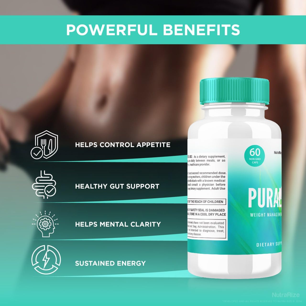 Puralean Capsules - Puralean Dietary Supplement for Advanced Weight Health, Maximum Strength All-Natural Pills for Targeting Belly Fat, Official Formula, Pura Lean Reviews (60 Capsules)