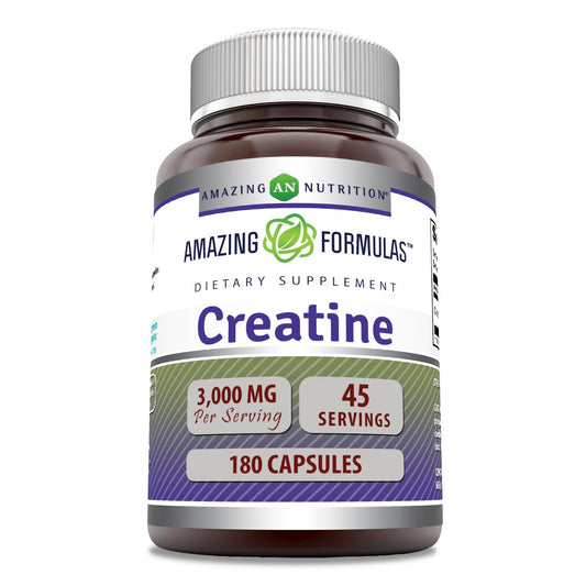 Amazing Formulas Creatine Monohydrate Supplement | 3000 Mg per Serving | 180 Capsules | Non-GMO | Gluten-Free | Made in USA