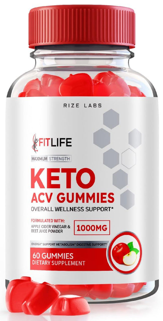 rize labs - FitLife Keto ACV Gummies, Supports Weight Loss with Apple Cider Vinegar, Extra Strength Supplement Helps in Reducing Belly Fat (60 Gummies)